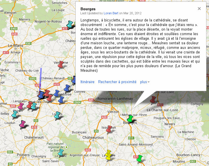 Ecrivains dans le Centre - Google Maps